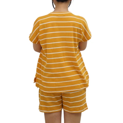 Gambar Ataru Set Loungewear Wanita Striped - Kuning/putih