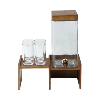Gambar Delicia Shikaku Dispenser Minuman Dengan Gelas & Rak Set 6 pcs