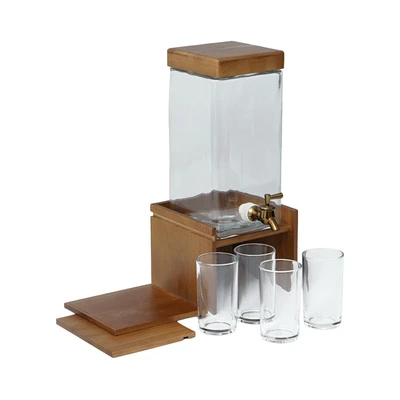 Gambar Delicia Shikaku Dispenser Minuman Dengan Gelas & Rak Set 6 pcs
