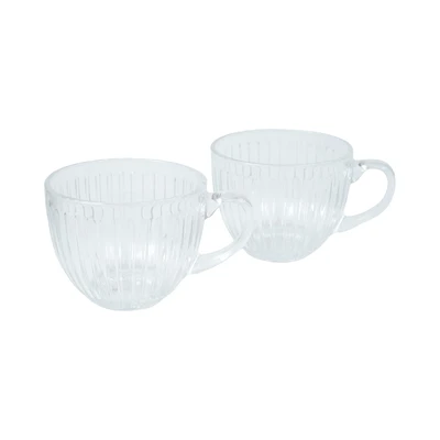 Gambar Delicia Lines Mug Kaca 450 ml Set 2 pcs Transparan
