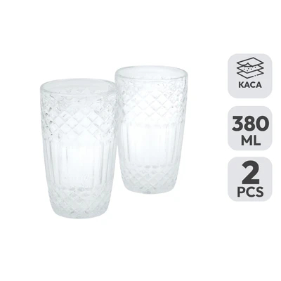 Gambar Delicia Ziggy Gelas Kaca 380 ml Set 2 pcs Transparan