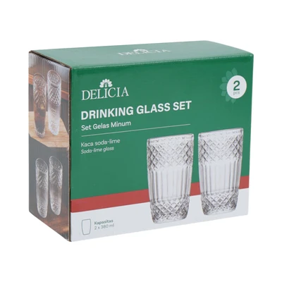 Gambar Delicia Ziggy Gelas Kaca 380 ml Set 2 pcs Transparan