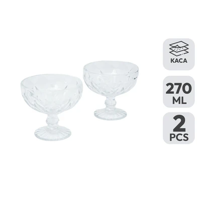 Gambar Delicia Tally Gelas Es Krim Kaca 270 ml Set 2 pcs Transparan