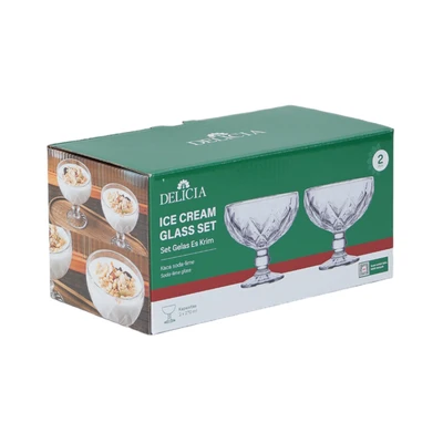 Gambar Delicia Tally Gelas Es Krim Kaca 270 ml Set 2 pcs Transparan