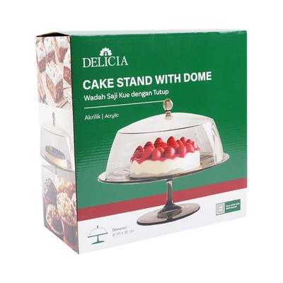 Gambar Delicia Wadah Saji Kue Akrilik 30x30x16 cm Transparan