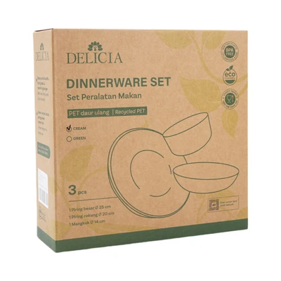 Gambar Delicia Perlengkapan Makan Recycled PET Set 3 pcs - Krem