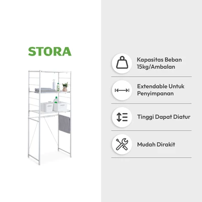 Gambar Stora Rak Mesin Cuci Extendable - Putih