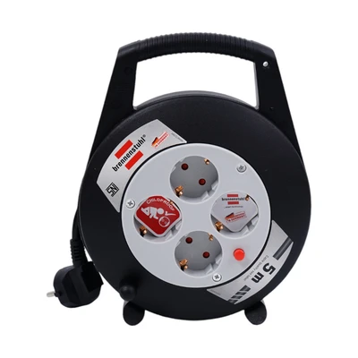 Gambar Brennenstuhl Vario Line Kabel Roll 4 Soket 5 Meter - Hitam/Putih