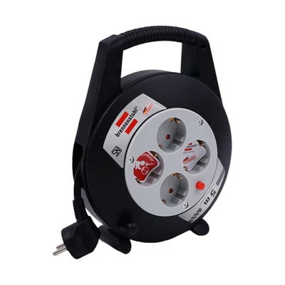 Gambar Brennenstuhl Vario Line Kabel Roll 4 Soket 5 Meter - Hitam/Putih