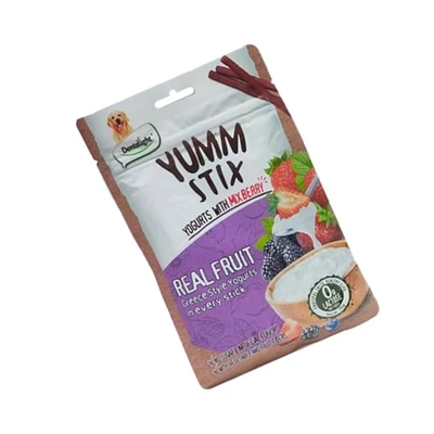 Gambar Dentalight Yumm Stix Camilan Anjing All Life Stages Yogurts & Mix Berry 70 gr