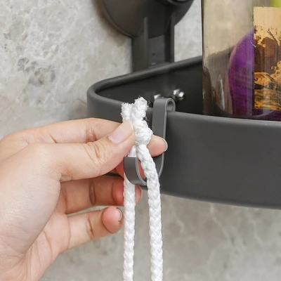 Gambar Stora Rak Sudut Kamar Mandi Dengan Suction - Abu-Abu Gunmetal