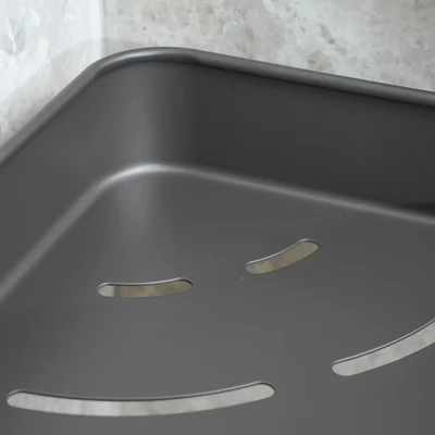 Gambar Stora Rak Sudut Kamar Mandi Dengan Suction - Abu-Abu Gunmetal