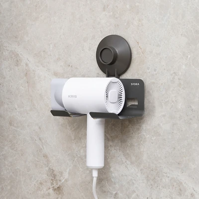 Gambar Stora Tempat Hair Dryer Dengan Suction - Abu-Abu Gunmetal