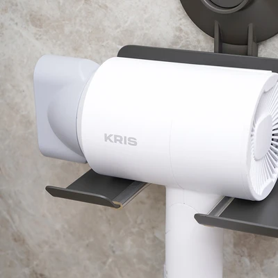 Gambar Stora Tempat Hair Dryer Dengan Suction - Abu-Abu Gunmetal