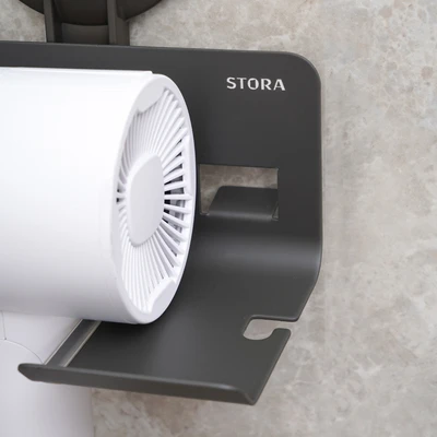 Gambar Stora Tempat Hair Dryer Dengan Suction - Abu-Abu Gunmetal