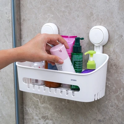 Gambar Stora Rak Kamar Mandi Dengan Suction Aw639 - Putih