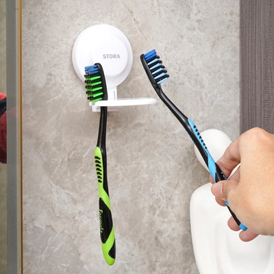 Gambar Stora Tempat Sikat Gigi Dengan Suction - Putih