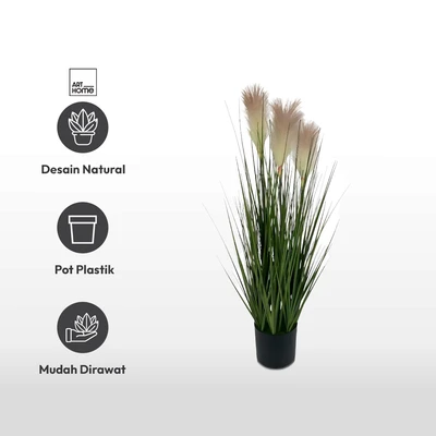 Gambar Arthome Tanaman Artifisial Onion Grass Reed Dengan Pot 12.5x12.5x90 cm - Putih