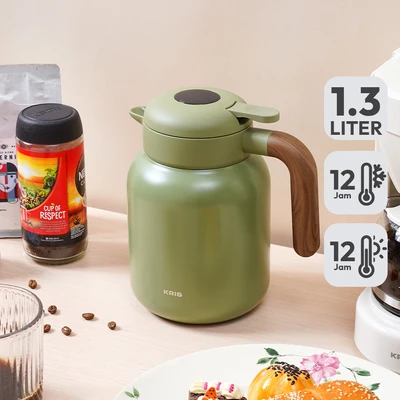 Gambar Kris Devon Teko Vacuum Flask Stainless Steel 1.3 Liter - Hijau