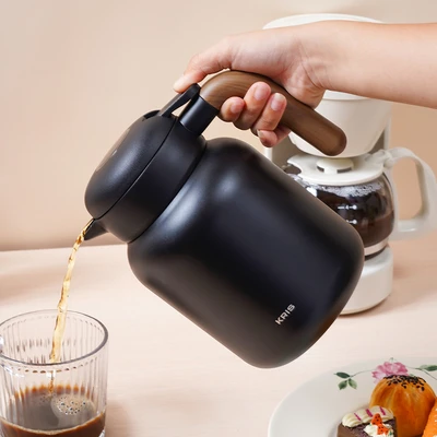 Gambar Kris Devon Teko Vacuum Flask Stainless Steel 1.3 Liter - Hitam