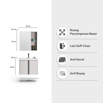 Gambar Informa Damon Set Kabinet Kamar Mandi - Abu-Abu Taupe Muda