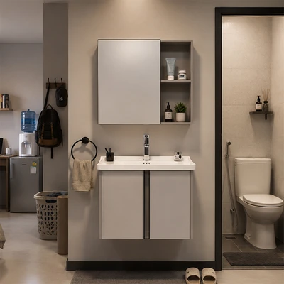 Gambar Informa Damon Set Kabinet Kamar Mandi - Abu-Abu Taupe Muda