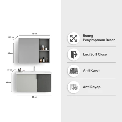 Gambar Informa Darian Set Kabinet Kamar Mandi - Abu-Abu