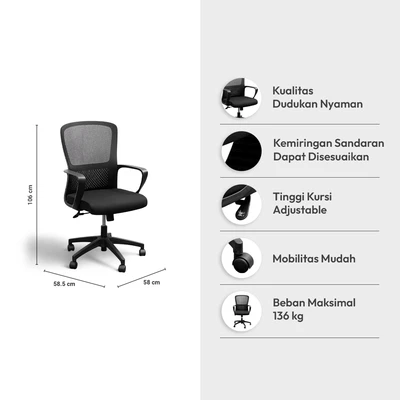 Gambar Informa G Spencer Kursi Kantor Sandaran Rendah - Hitam