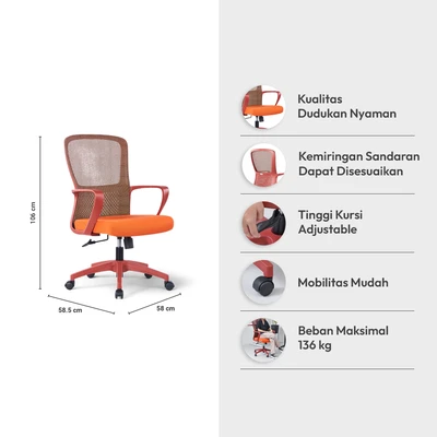 Gambar Informa G Spencer Kursi Kantor Sandaran Sedang - Oranye