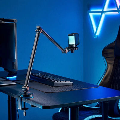 Gambar Krisbow Holder Microphone Boom Arm Slim Dengan Lampu RGB - Hitam