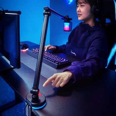 Gambar Krisbow Holder Microphone Boom Arm Slim Dengan Lampu RGB - Hitam