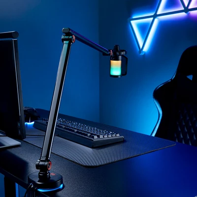 Gambar Krisbow Holder Microphone Boom Arm Slim Dengan Lampu RGB - Hitam