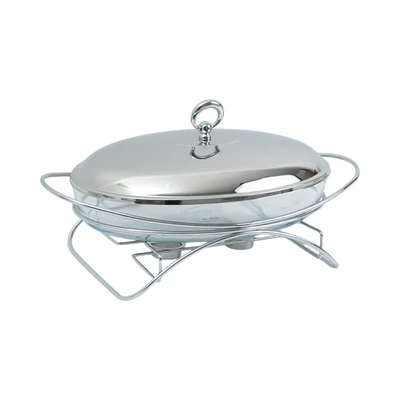 Gambar Delicia Ringo Penghangat Makanan Kaca Oval 3 Liter - Silver