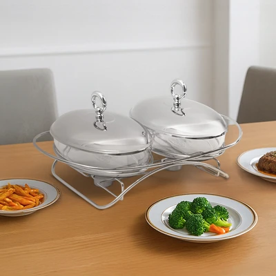 Gambar Delicia Ringo Penghangat Makanan Oval 1.5 Liter Set 2 pcs - Silver