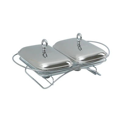Gambar Delicia Ringo Penghangat Makanan Rectangle 1.5 Liter Set 2 pcs - Silver