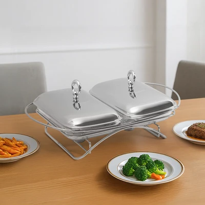 Gambar Delicia Ringo Penghangat Makanan Rectangle 1.5 Liter Set 2 pcs - Silver