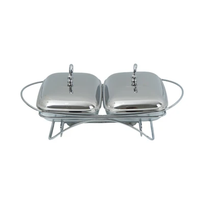 Gambar Delicia Ringo Penghangat Makanan Rectangle 1.5 Liter Set 2 pcs - Silver