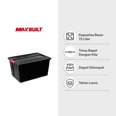 Gambar Maxbuilt Kotak Penyimpanan Dengan Roda 65x46x32 cm - Hitam