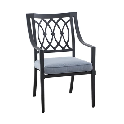 Gambar Kursi Makan Fabric Slat Steel Dengan Cushion - Hitam