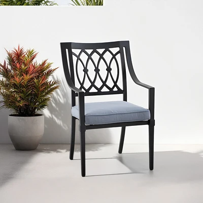Gambar Kursi Makan Fabric Slat Steel Dengan Cushion - Hitam