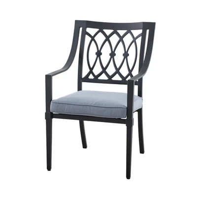 Gambar Kursi Makan Fabric Slat Steel Dengan Cushion - Hitam