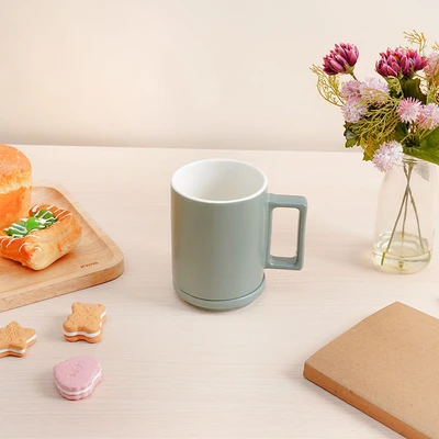 Gambar Delicia Mug Keramik Dengan Tutup Pastel 400 ml - Hijau