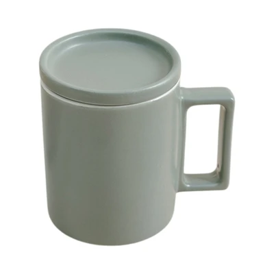 Gambar Delicia Mug Keramik Dengan Tutup Pastel 400 ml - Hijau