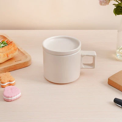 Gambar Delicia Mug Keramik Dengan Tutup Pastel 250 ml - Krem