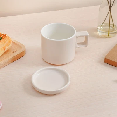 Gambar Delicia Mug Keramik Dengan Tutup Pastel 250 ml - Krem
