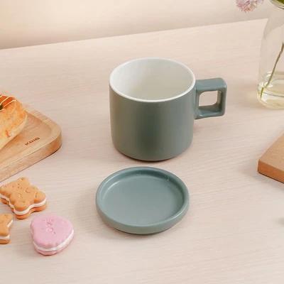 Gambar Delicia Mug Keramik Dengan Tutup Pastel 250 ml - Hijau