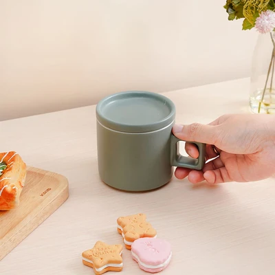 Gambar Delicia Mug Keramik Dengan Tutup Pastel 250 ml - Hijau