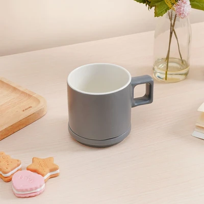 Gambar Delicia Mug Keramik Dengan Tutup Pastel 250 ml - Abu-Abu