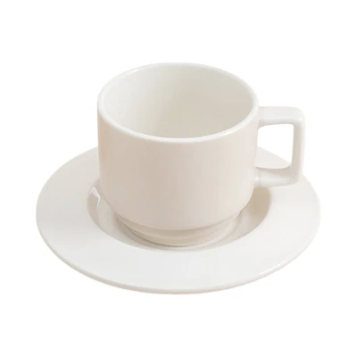 Gambar Delicia Cangkir Keramik Dengan Saucer Pastel 220 ml - Krem Beige