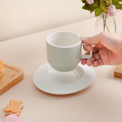Gambar Delicia Cangkir Keramik Dengan Saucer Pastel 220 ml - Biru Muda